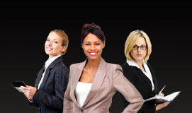 3 professionally dressed business women